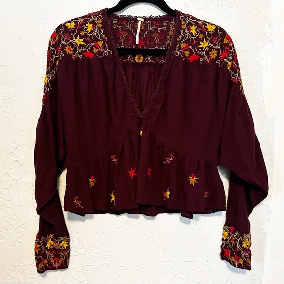 Free People Ava embroidered long sleeve top size Small - Picture 10 of 10